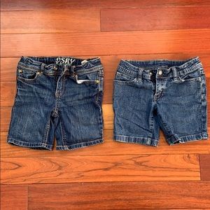 Two pairs of kids/girls Jean shorts. Size 6.
